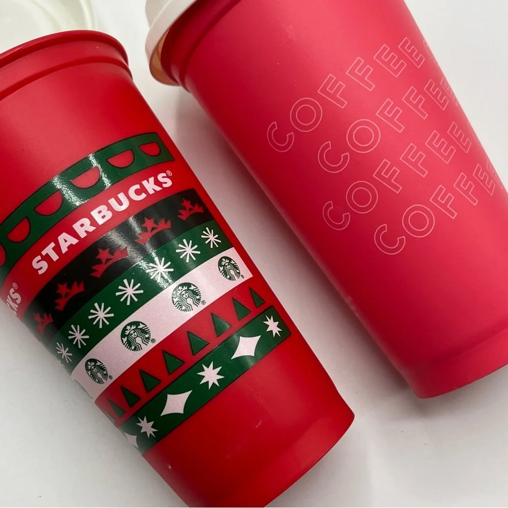 Starbucks Tumbler Cup Lot Christmas White Black